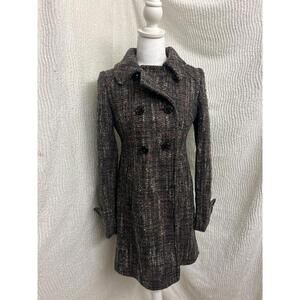 American Rag Pea Coat XS Gray Wool Alpaca Blend Y2K Tweed Speckled